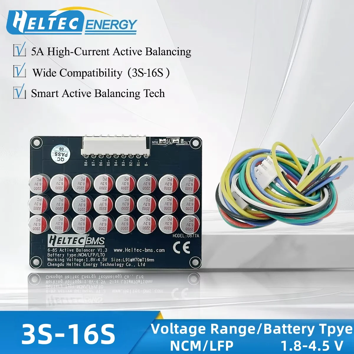 5A Active Battery Equalizer  Balancer Lifepo4/Lipo/LTO  Energy Equalization for 3S-8S Cells  High-Current Capacitor Balancing