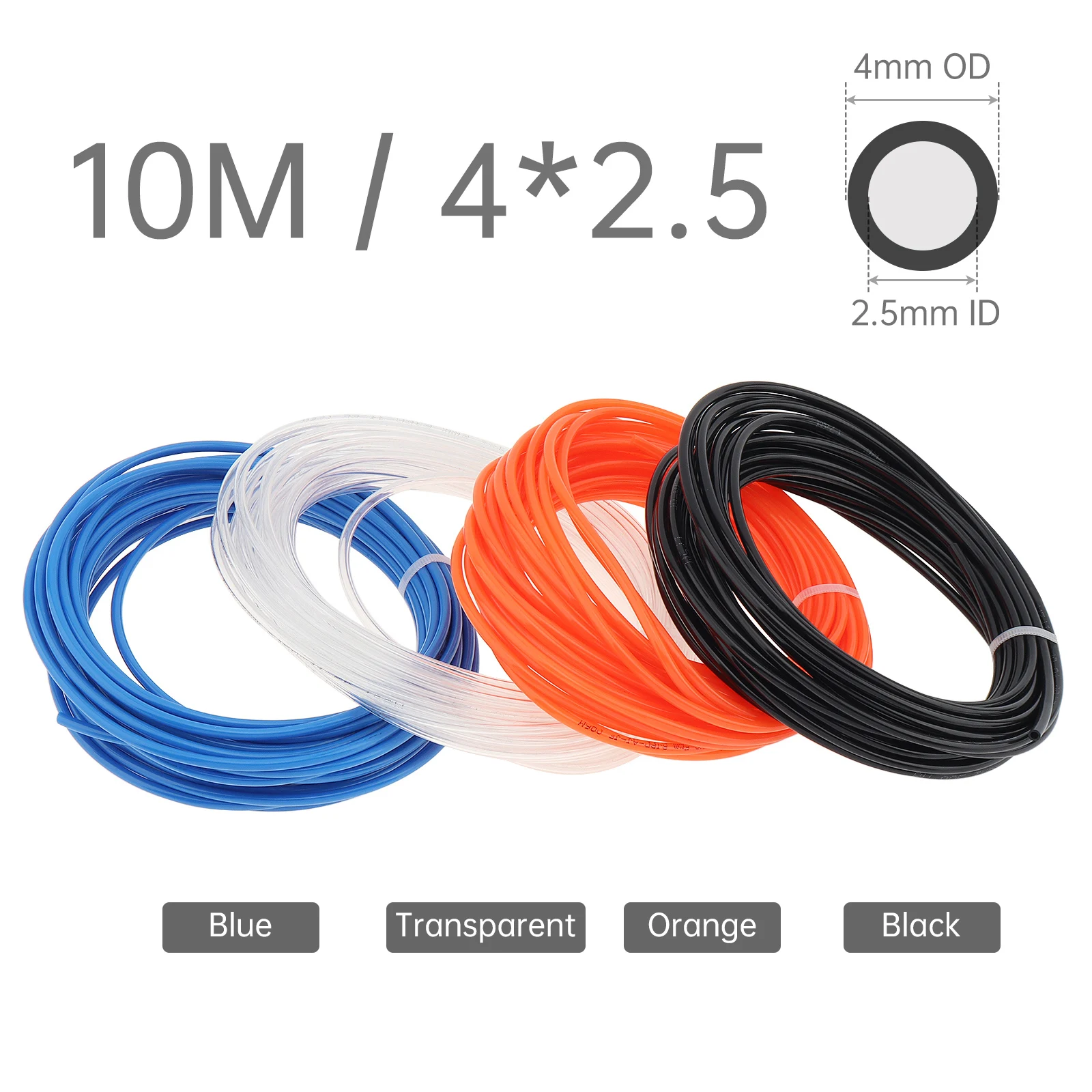 OD ID 4x2.5 mm PU Polyurethane 10M Pneumatic Air Hose Line for Air Compressor Fitting Fluid Transfer Flexible 4x2.5 mm PU Tubing