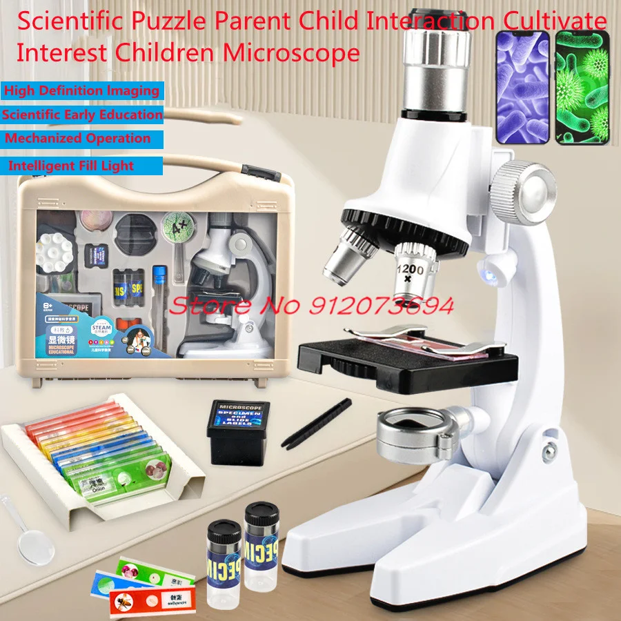 

Parent Child Interaction Cultivate Interest Scientific Microscope 100X 600X 1200X Zoom HD Lighting Educational Kids Microscope