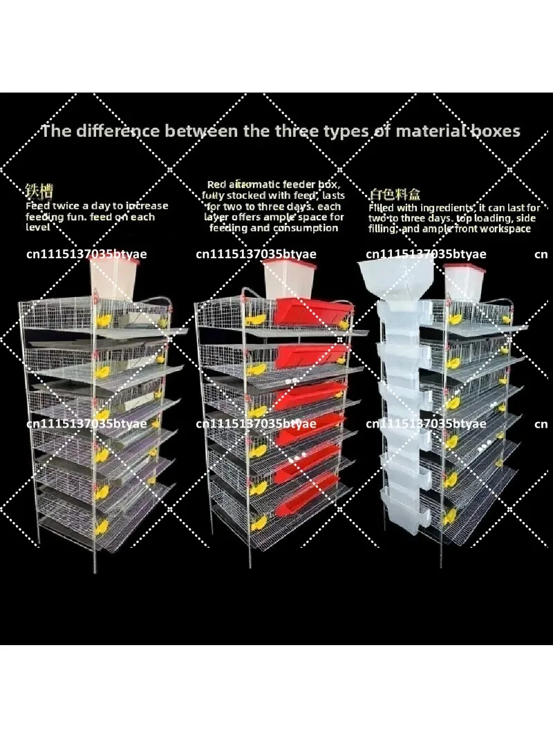 6-Tier H-Shaped Quail Cage Vertical Design with Automatic Manure Removal Feeder And Waterer for Pet Quails