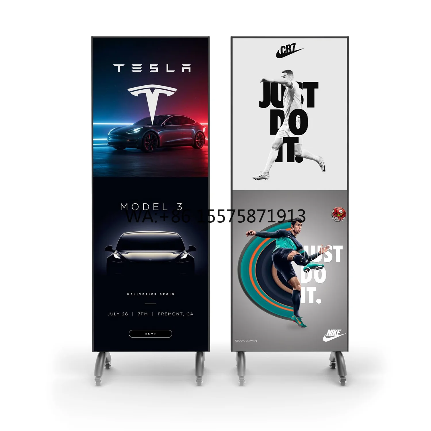 LED Poster Display Screen P2 P2.5 P1.8 Full Color Indoor Ultra Thin Portable Digital Video Advertising Poster Mirror Screen