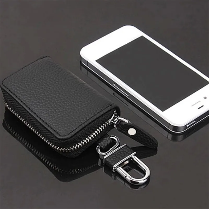 Lederen Sleutelhanger Mannen Vrouwen Key Houder Organizer Pouch Koe Split Autosleutel Tas Portemonnee Huishoudster Key Case Bag