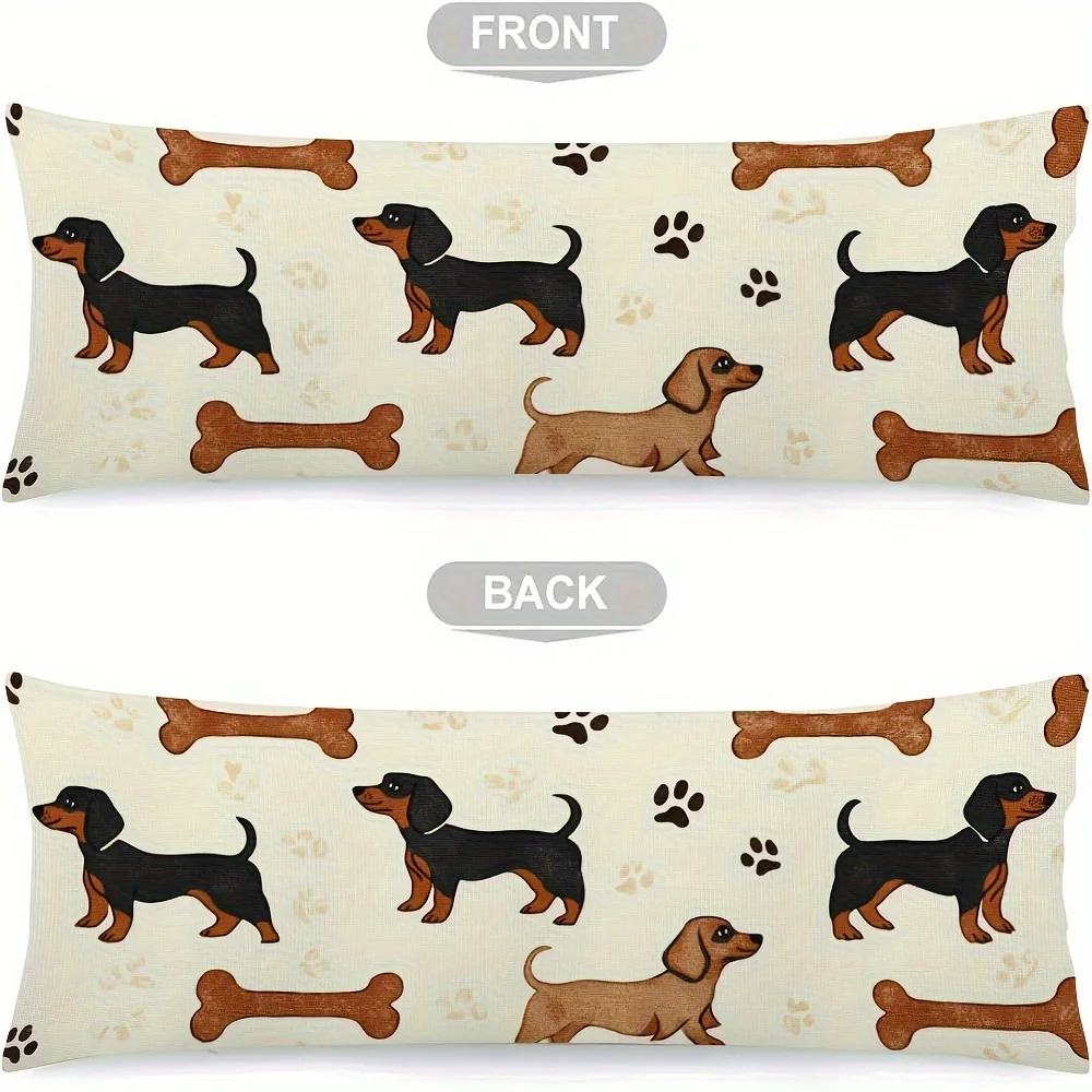 A Cartoon Long-haired Lion Dog Body Pillowcase, Short Plush, Double-sided Artistic Design, Zipper Closure, Polyester Material, M
