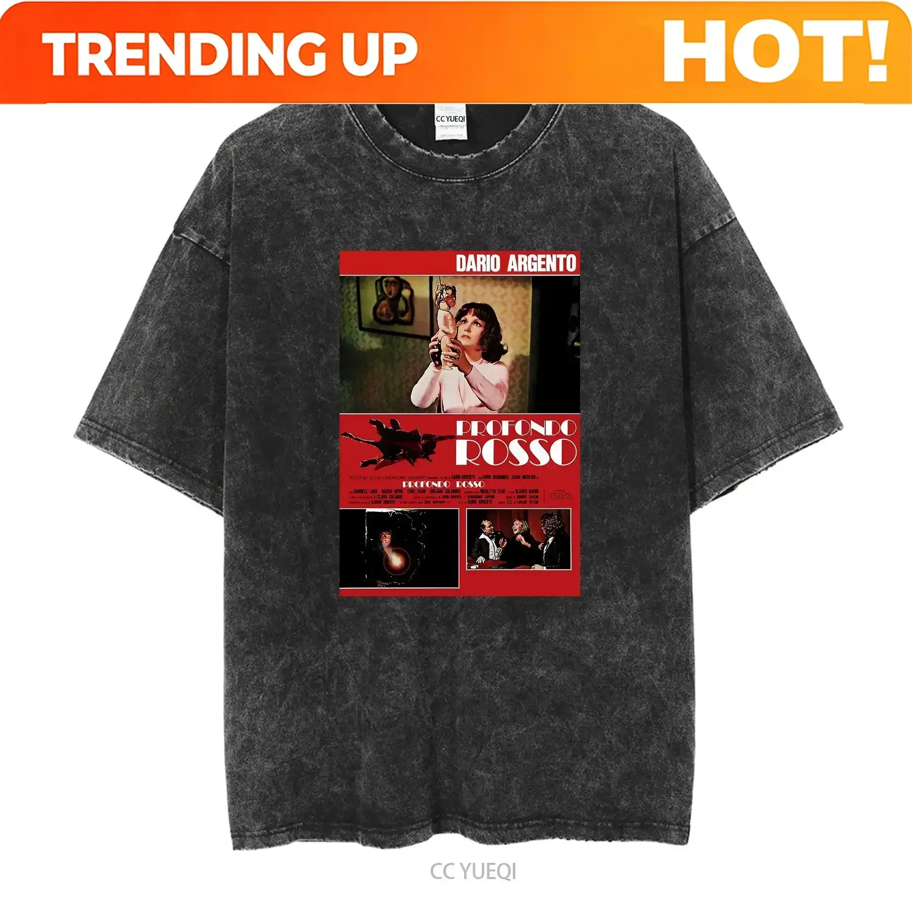 Customization Shirt THE DEEP RED 1975 MOVIE POSTER PROFONDO ROSSO CLASSIC T SHIRT Vintage Washed Fashion Top For Everyday Wear H