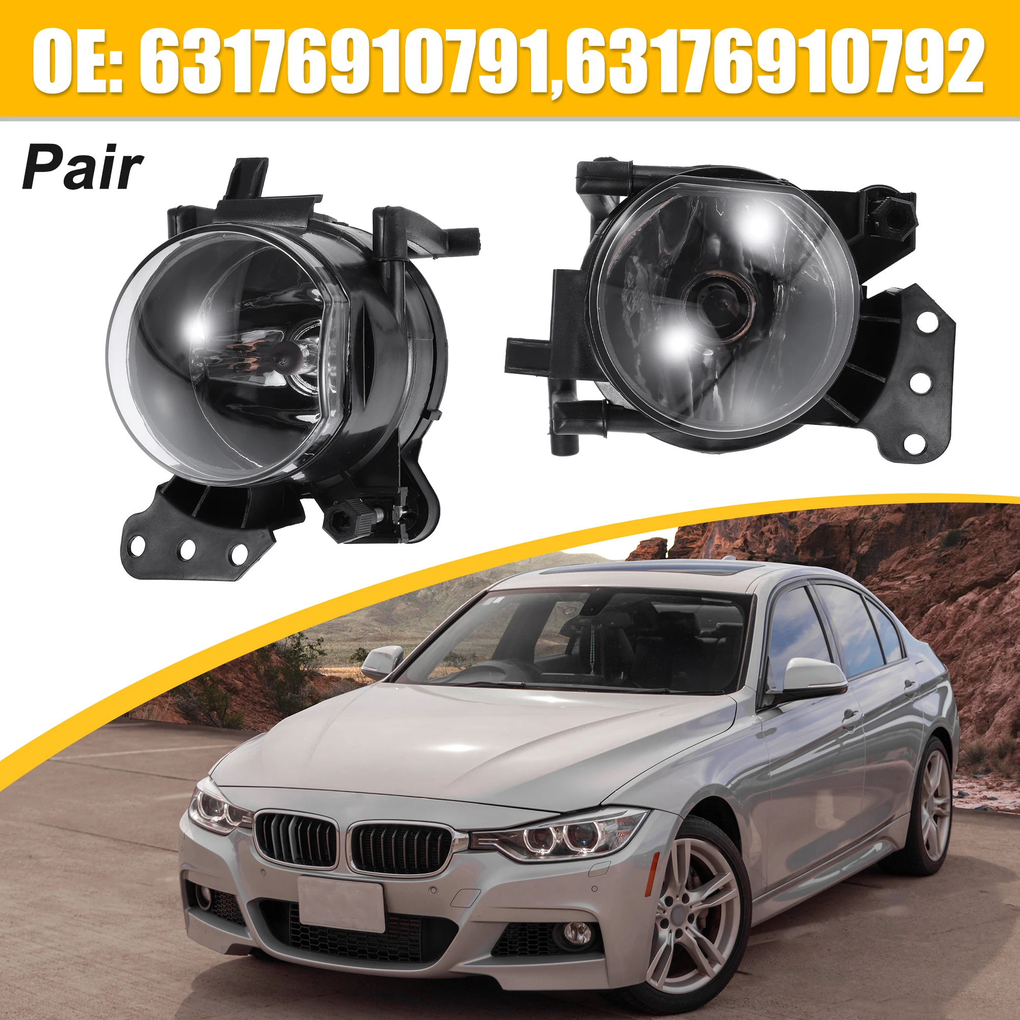 Driving Fog Lights with Clear Lens for BMW 5 Series E60 E61 525i 525xi 530i 530xi 545i 550i 2003-2008 63176910791