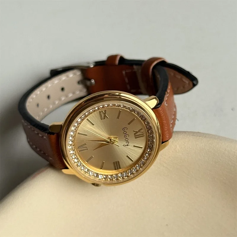

Luxury Diamond Brand Women Watch Light High-end Ladies Leather Strap Wristwatch Relogio Ferminino Dropshipping Wholesale Gifts