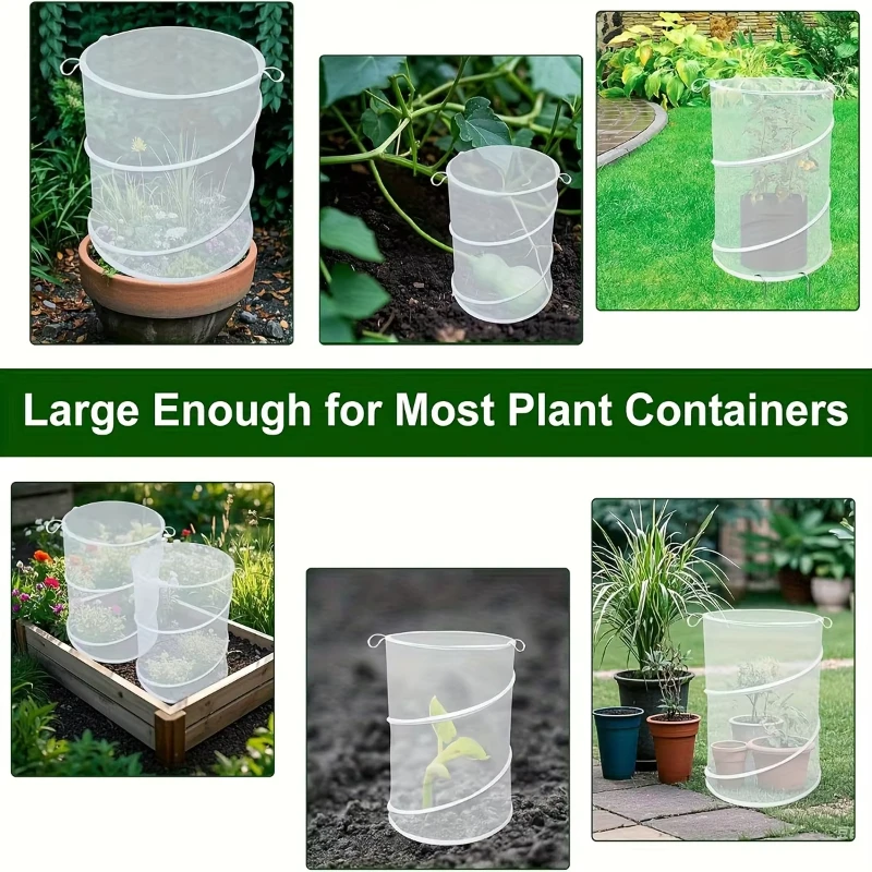 

2 шт. черные всплывающие садовые чехлы для насекомых и растений, прочные пластиковые сетчатые садовые клетки, дышащие защитные чехлы для теплиц