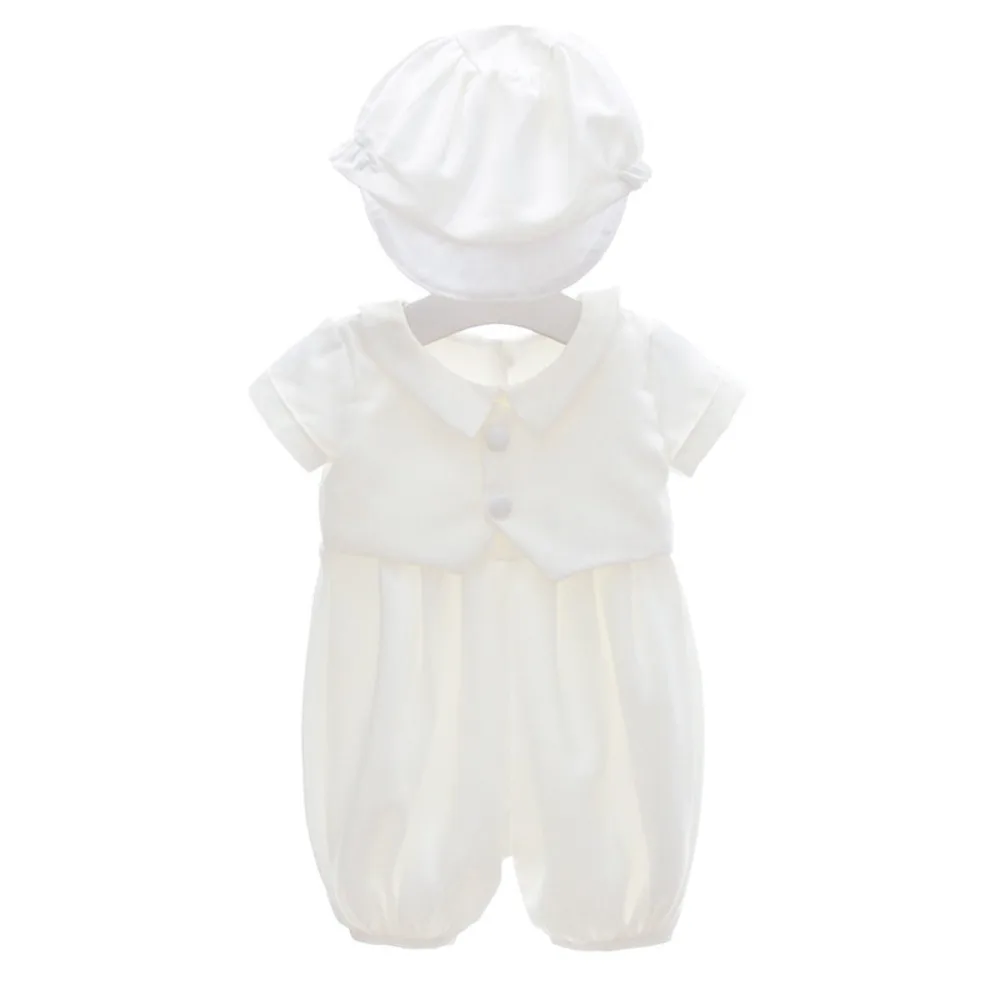 Conjunto de roupão de batizado branco para bebês meninos – Roupa de batismo com chapéu para primeiro aniversário e comemoração da lua cheia