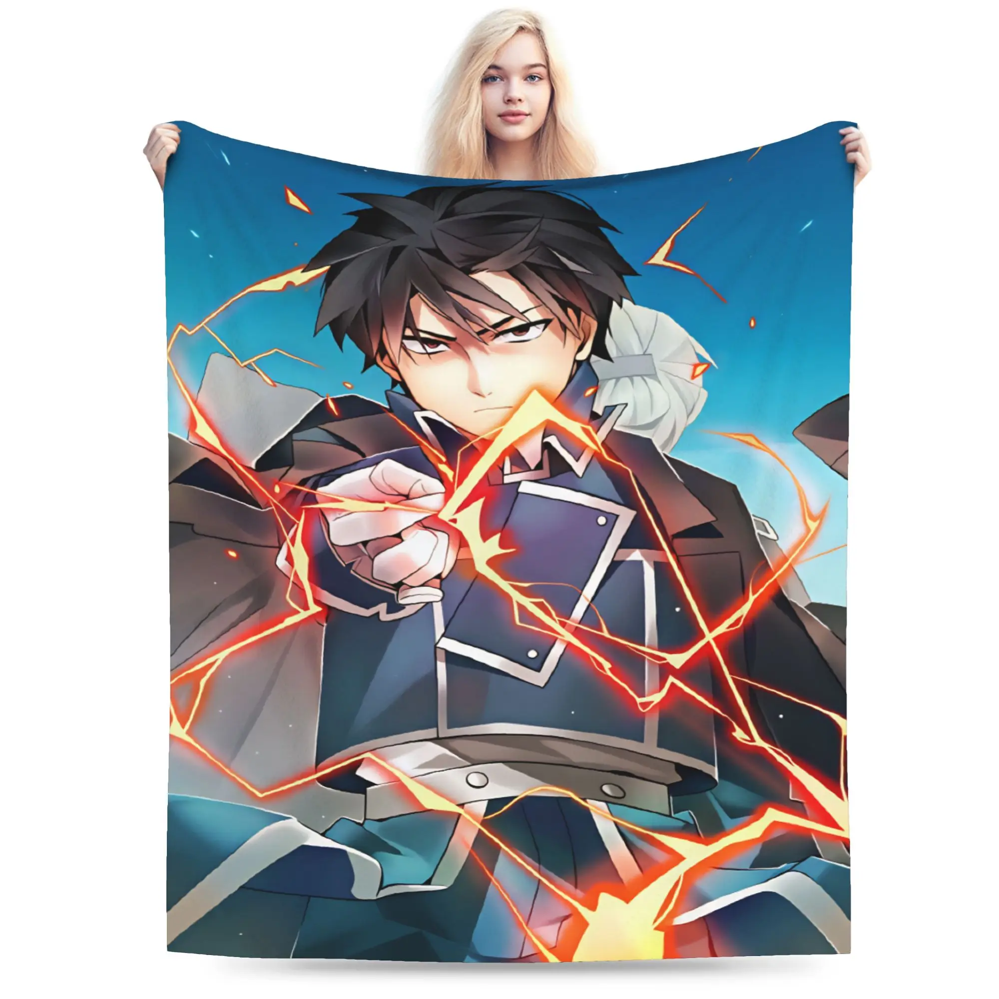 Roy Mustang Super Soft Blanket For Couch Bed Fullmetal Alchemists Print Bedding Throws Spring Picnic Flannel Bedspread