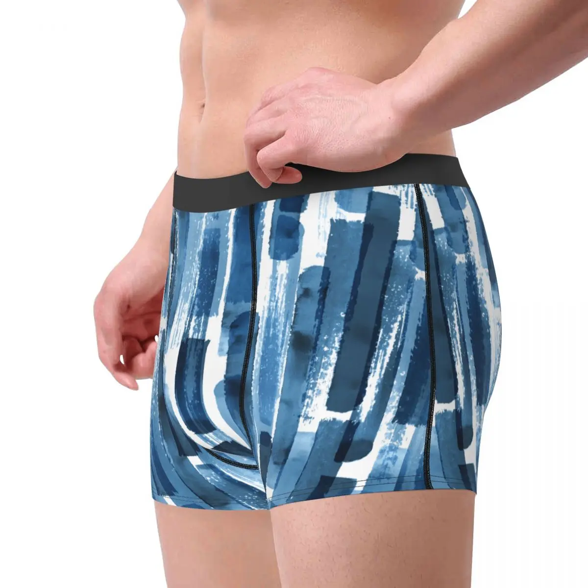 Boxer Art Indigo Turquoise Background Shorts Panties Briefs Men Underwear Blue Brush Texture Polyester Underpants for Male