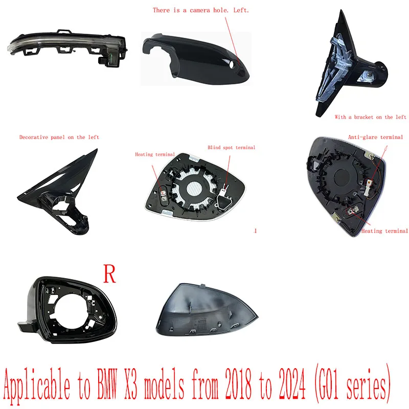 

Rearview mirror accessories for BMW X4 G02 bracket base, rear cover, inner frame and components