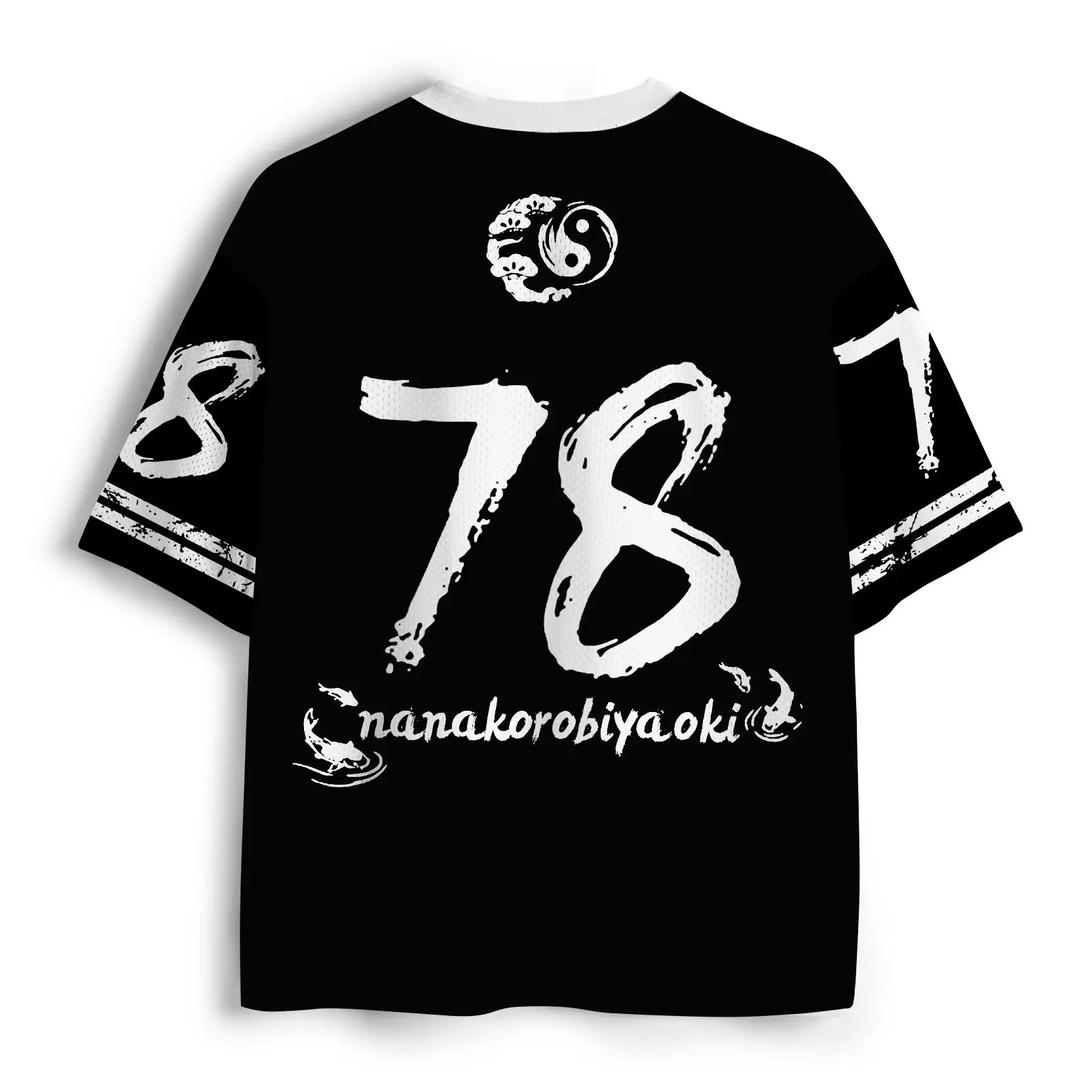 Seven To Eight Ink Painting Koi Short Sleeved Transparent Mesh Jersey for Boys and Girls in Summer