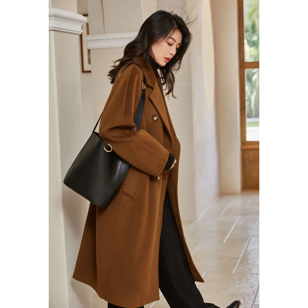 winter spring M classic 101801 fleece loose wool medium length overcoat female thicken wool 90% wool