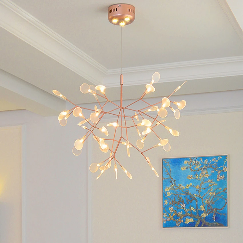 

Nordic Tree Pendant Lamp Lights LED Hanging Chandelier for Hall and Living Room Dinning Chandeliers Ceiling Light Rattan