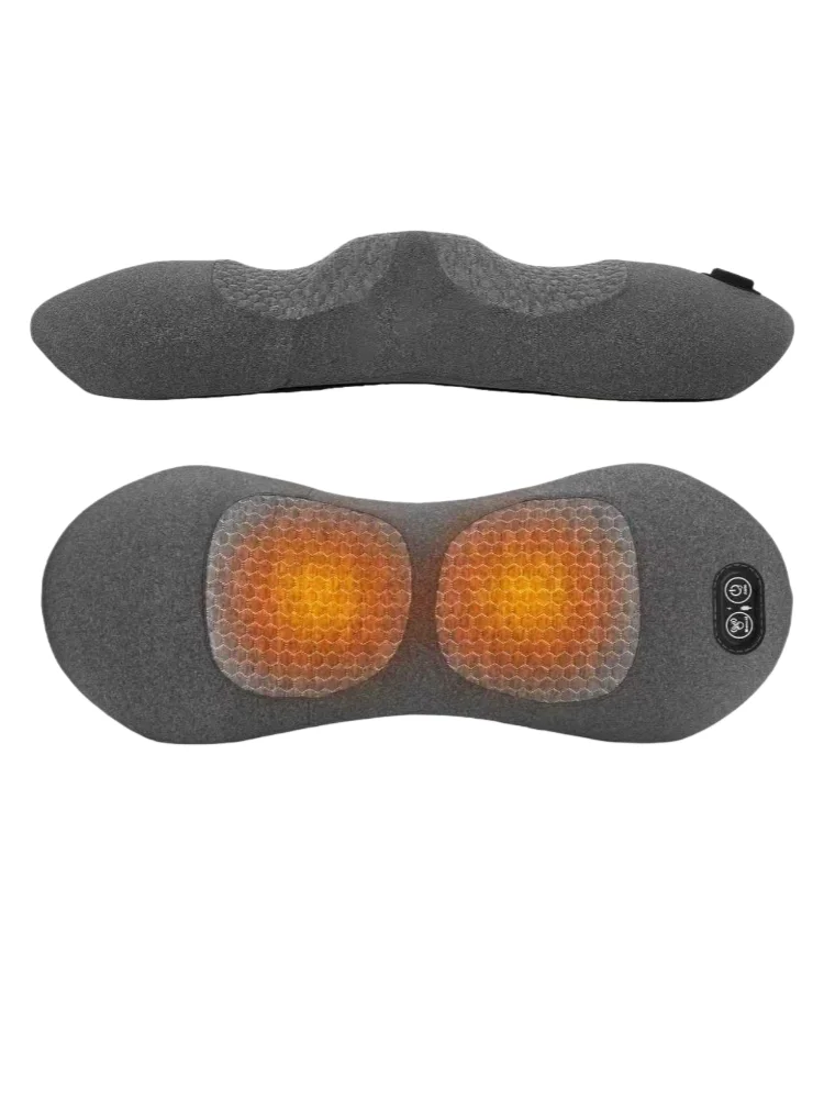 3-in-1 Rückenmassagegerät - Elektrisches Lendenmassagegerät mit Wärme, Vibration, Traktion, Lendenwirbelstützkissen für Tiefengewebsentspannung