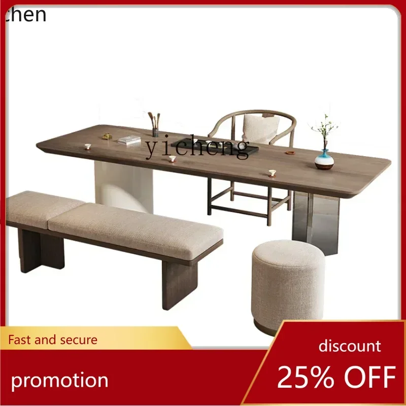 W5.19 solid wood tea table and chair combination household tea table suspended  acrylic log tea table