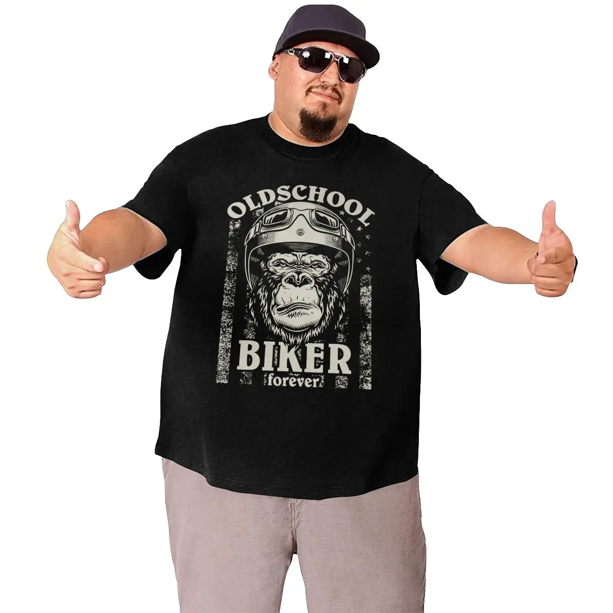 Men T-Shirts Old School Biker Forever I Motorcycle Bike Gorilla Cotton Big Tall Tees Vintage Racing T Shirt  Plus Size Clothing