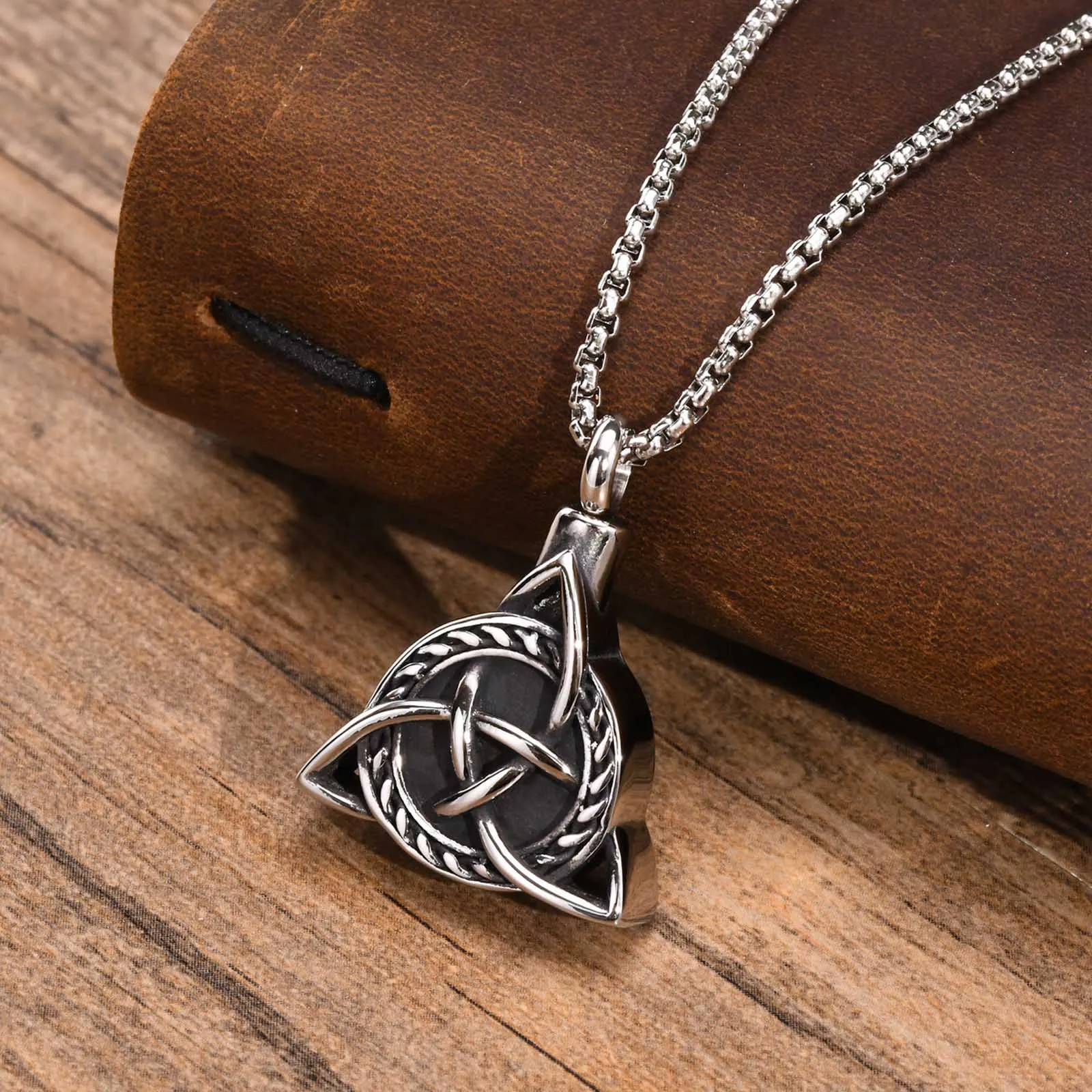 Mens Urn Necklaces for Ashes,Stainless Steel Tribal Celtic Knot Memorial Cremation Pendant,Bereavement Keepsakes Jewelry