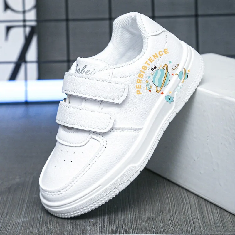 JGSHOWKITO New Boys White Shoes with Cartoon Printed Fashion Kids Skate Sneakers Casual Soft Comfortable Easy To Wear 21-38 New