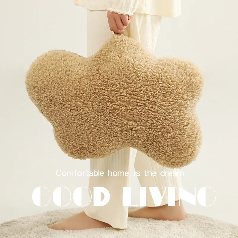 Nordic Creative Cloud Plush Pillow Sofa Home Bedroom Fluffy Seat Cushion Office Chair Tatami Cushion Khaki Pillow