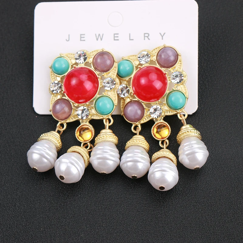 fashion new earrings for women baroque style pendant glass earrings