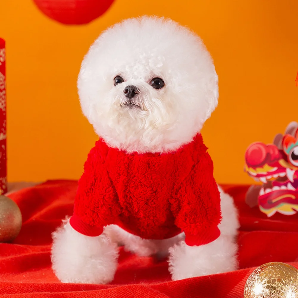 

Pet Clothes Winter Dog Coat Chinese New Year Dragon Design Warm Soft Comfortable Puppy Costume Easy Wear Harness Hook