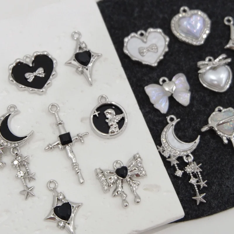 Girl pendant earrings hairpin bracelet jewelry necklace DIY accessories micro-studded moon bow.