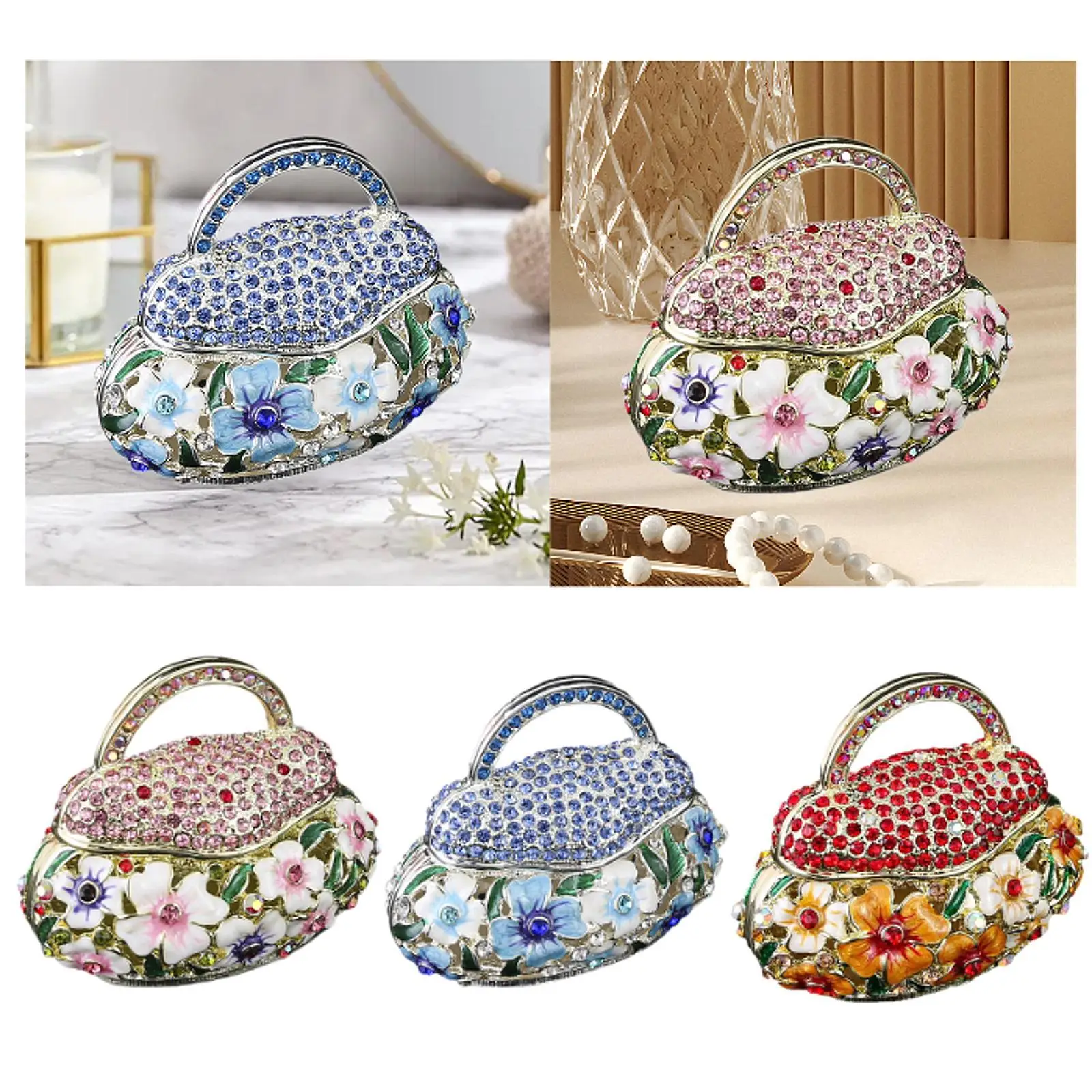 حامل خواتم زينة على شكل صندوق حلية من المينا لمستلزمات الحفلات وحفلات الزفاف على الطاولة