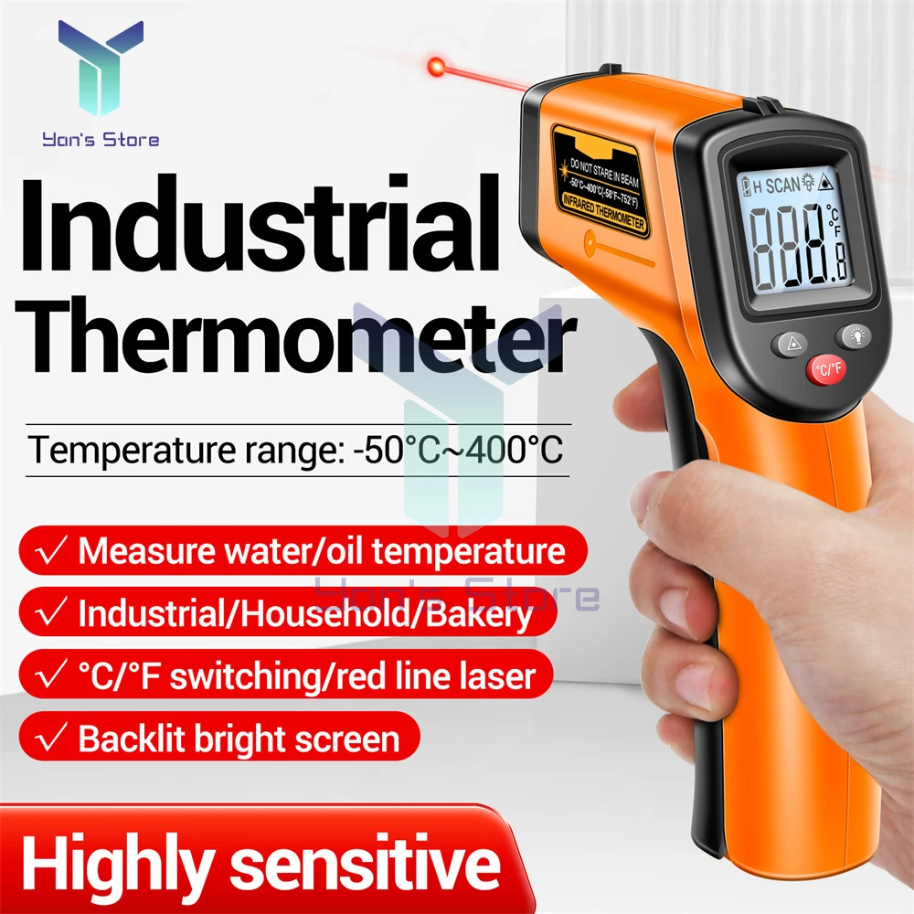 ANENG TH201 Podręczny pistolet do pomiaru temperatury na podczerwień-50 ~ 400 ℃ Czujnik laserowy IR Termometr Termometr z obrazką termiczną