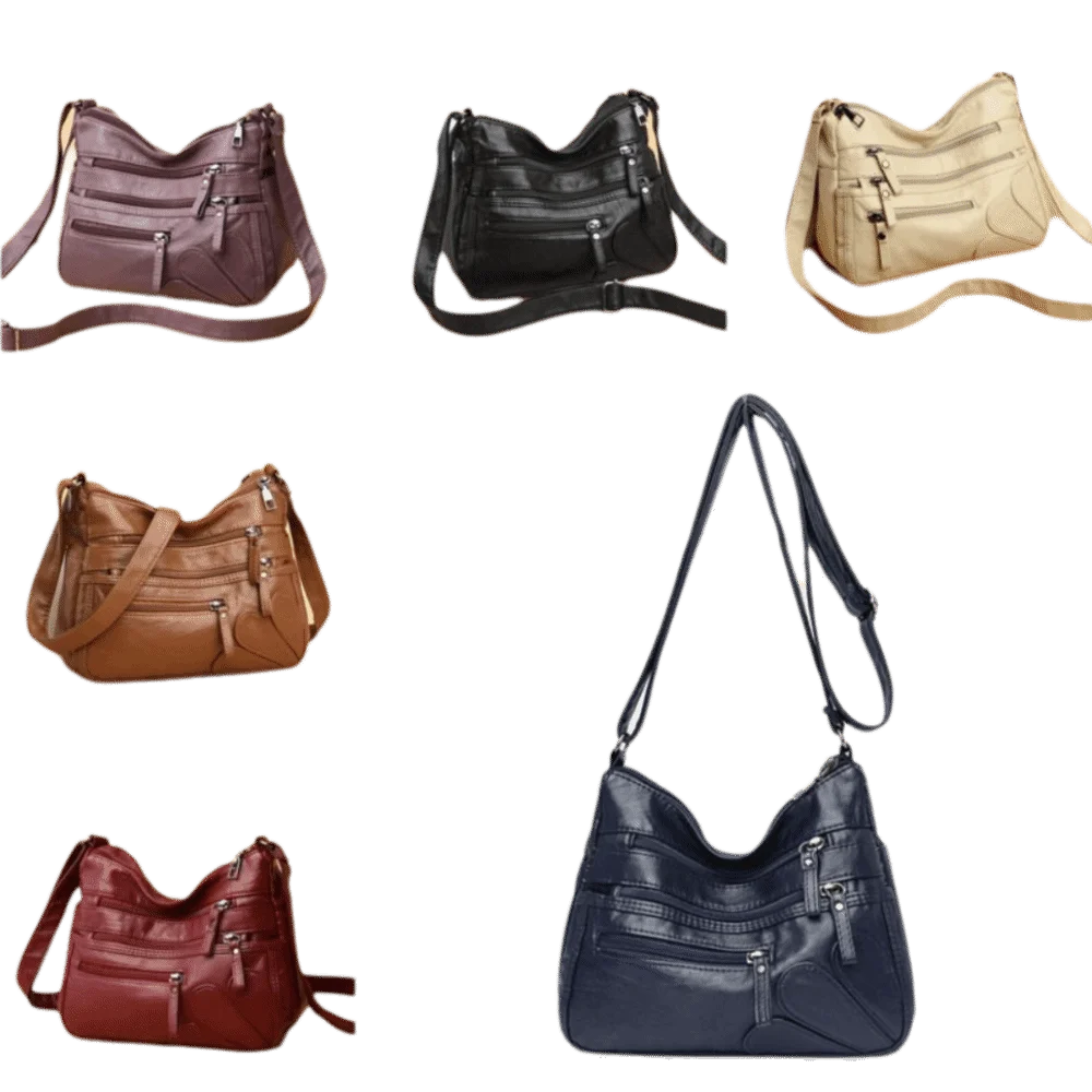 

Модная кожаная сумка через плечо, мягкая вместительная сумка-тоут с несколькими отделениями для женщин среднего возраста