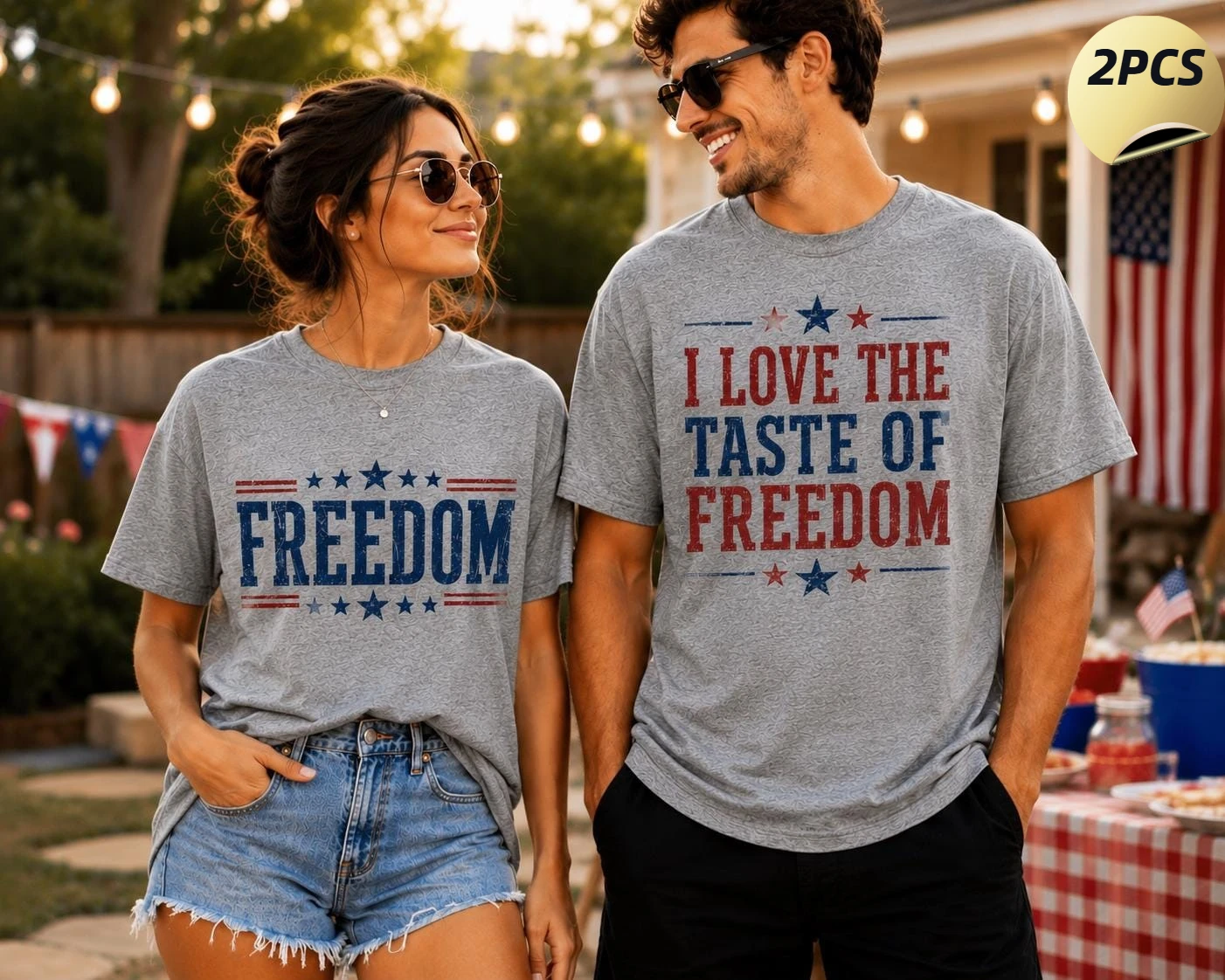 New Couple Shirt I LikeThe Taste of The Free T-shirt He and Her Patriotic Suit Interesting American Couple Gift Cotton Shirt Top