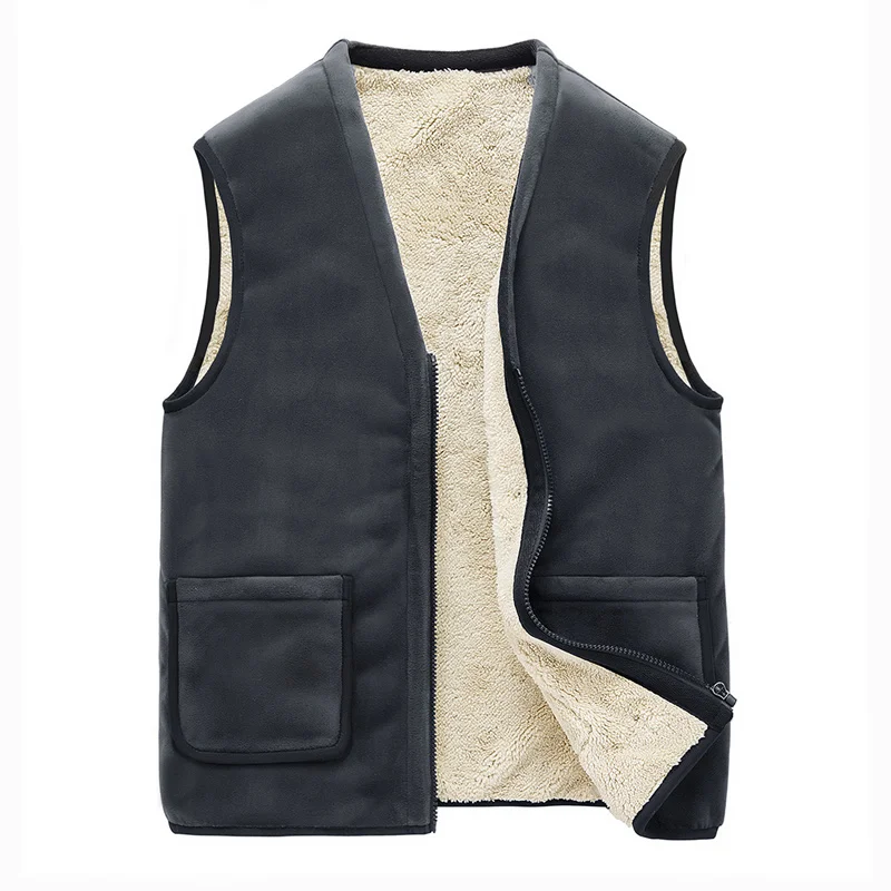 Autumn Winter Men Warm Fleece Mens Vest Casual Sleeveless Jacket Velvet Thick Sleeveless Men\'s Vest Plus Size 6Xl