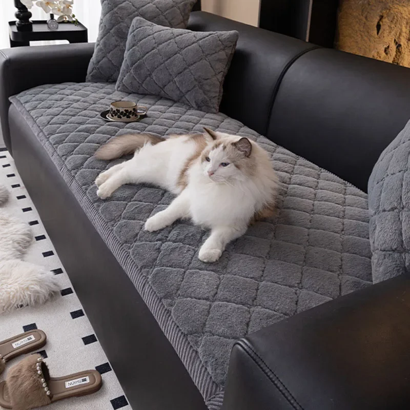 Thick Plush Sofa Cushion Anti-Slip Sofa Cover Four Seasons Universal Sofa L Couch Cover Slipcover Furniture Protector Home Decor