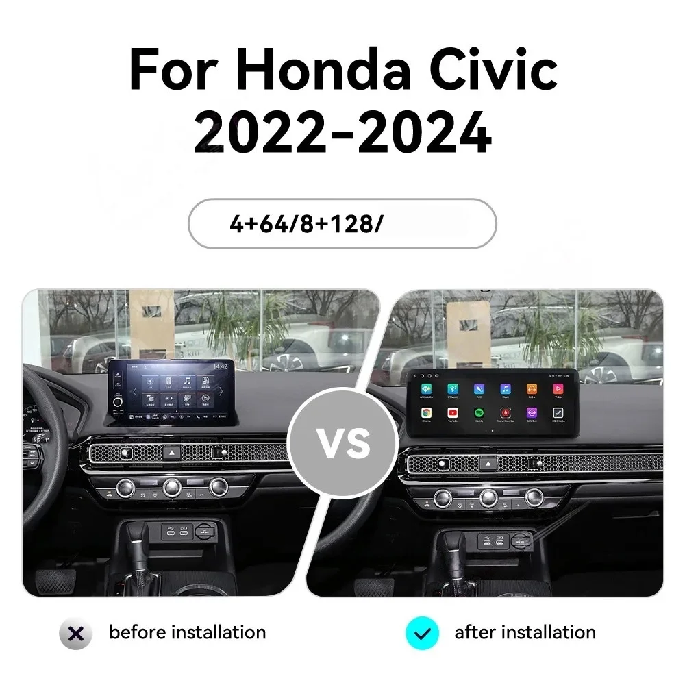 12.3Inch Android Auto For Honda CRV Cr-v Civic 2020 2021 2022 2023 Stereo CarPlay Car GPS Multimedia Player Navigation Head Unit