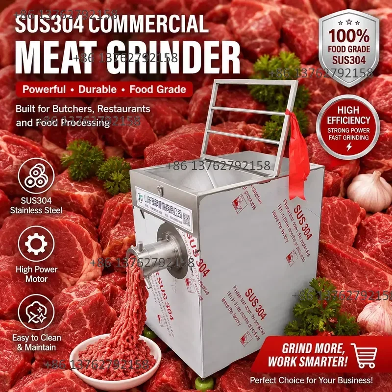 【2026】 Industrial Frozen Meat Grinder Machine for Beef Chicken Pork Block Mincing Stainless Steel Commercial Meat Mincer