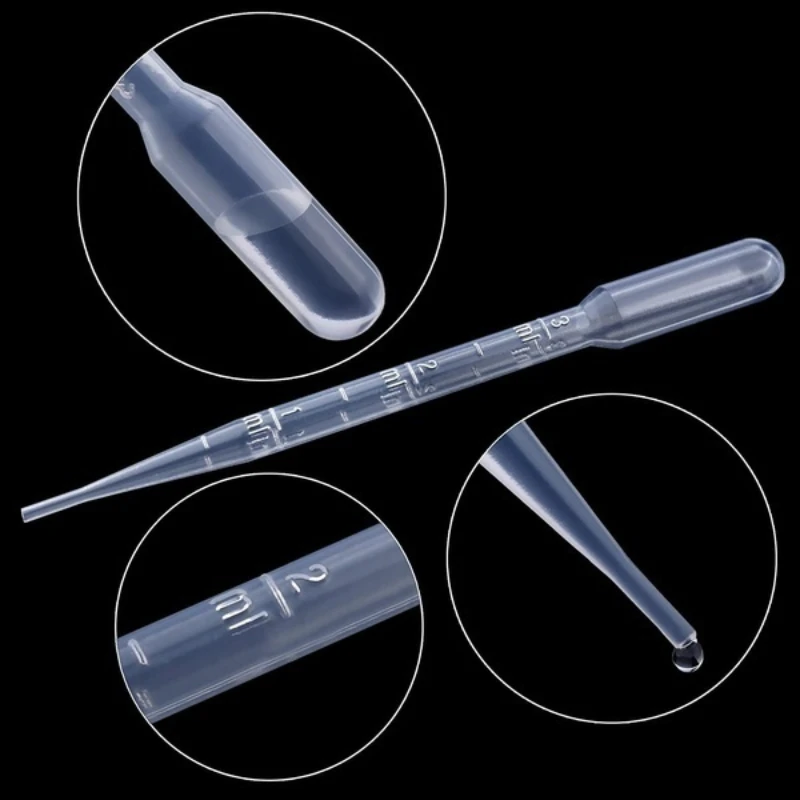 100 Labware Plastic Test Tubes Clear Graduated Pipettes Disposable Dropper Transfer Pasteurized Cups 3ml