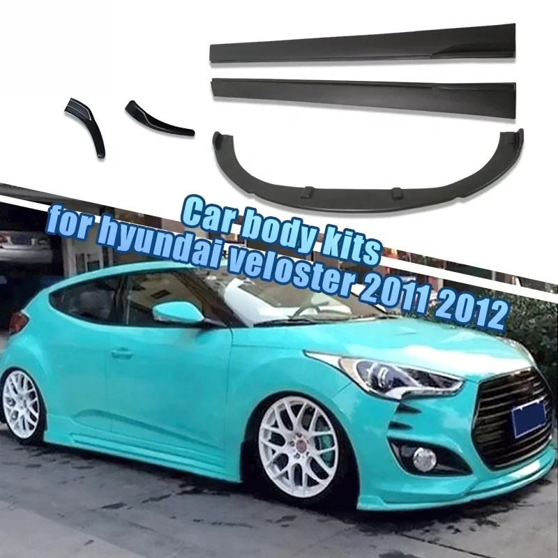 ABS Material Car Tuning Parts Body Kits for  Veloster 2011 2012 Rear Diffuser Lip Side Skirts One Piece Front Bumper Lip