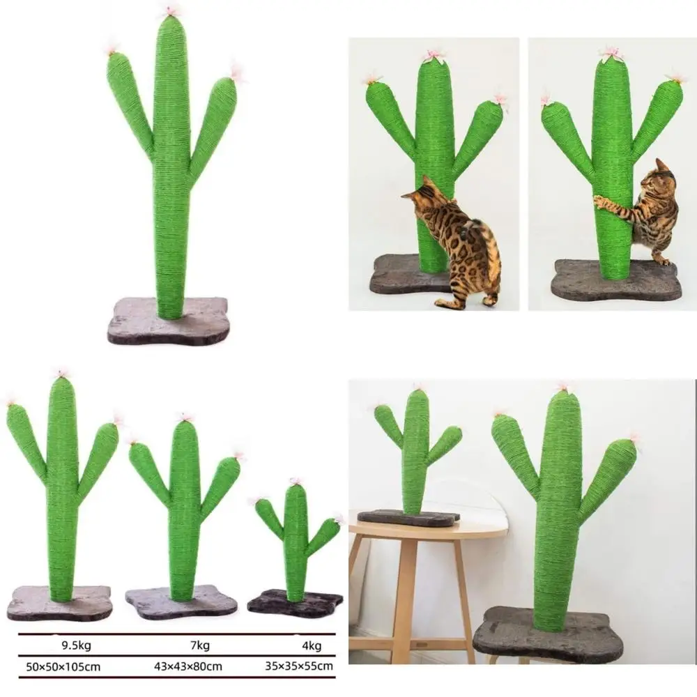 

Cactus-Style Cat Climbing Tower with Sisal Posts and Pads to Safeguard Your Furniture from Scratches