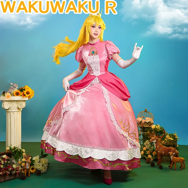 IN STOCK Peachh Cosplay Game Cosplay 【S-3XL】WakuWaku-R Princess Cosplay  Cute Dress Princess Cosplay Women Pink Dress Plus Size - AliExpress