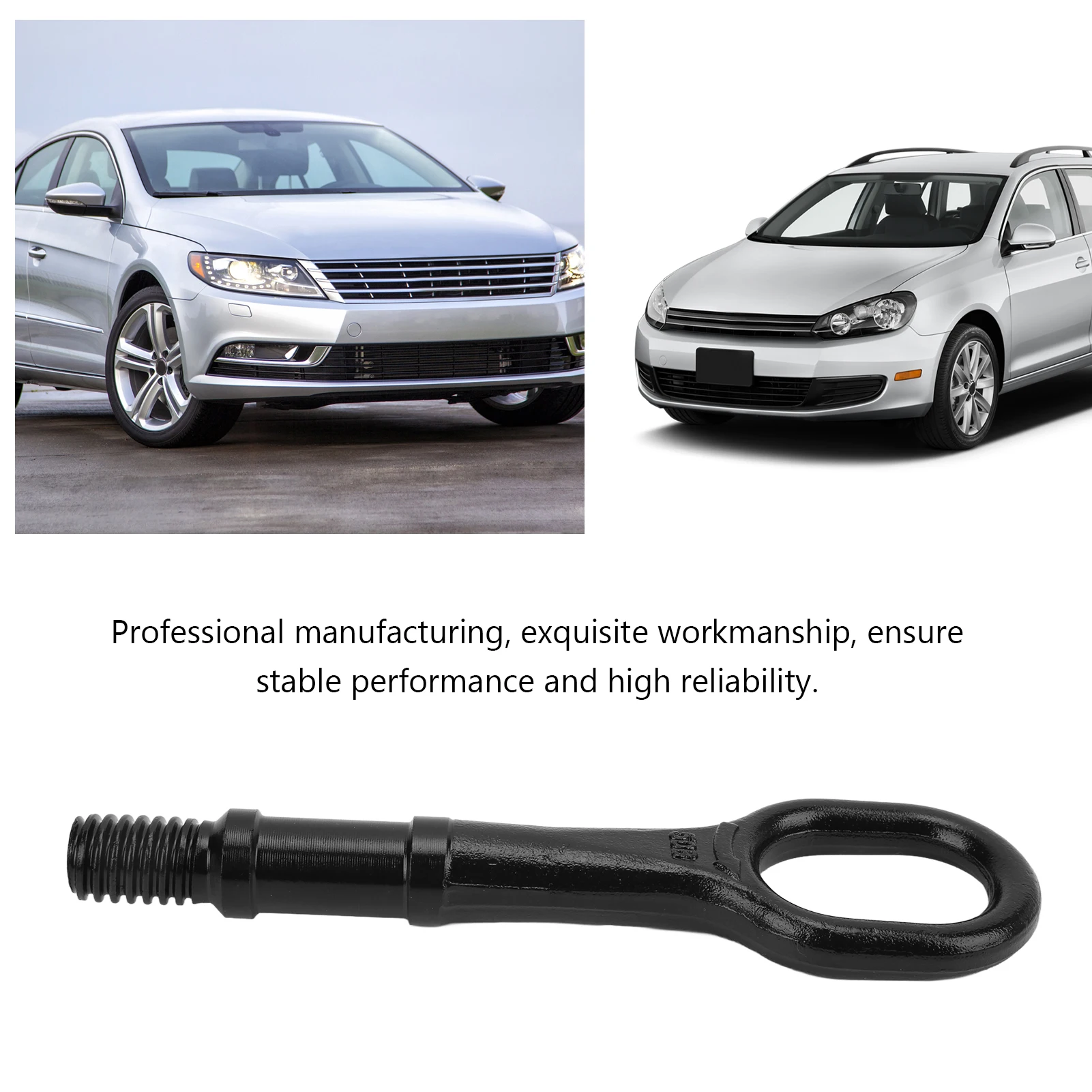 Black Car Genuine 1T0 805 615 A Black Heavy Duty Tow Hook Metal Towing Eye Screw for VW Audi Bumper Trailer Recovery