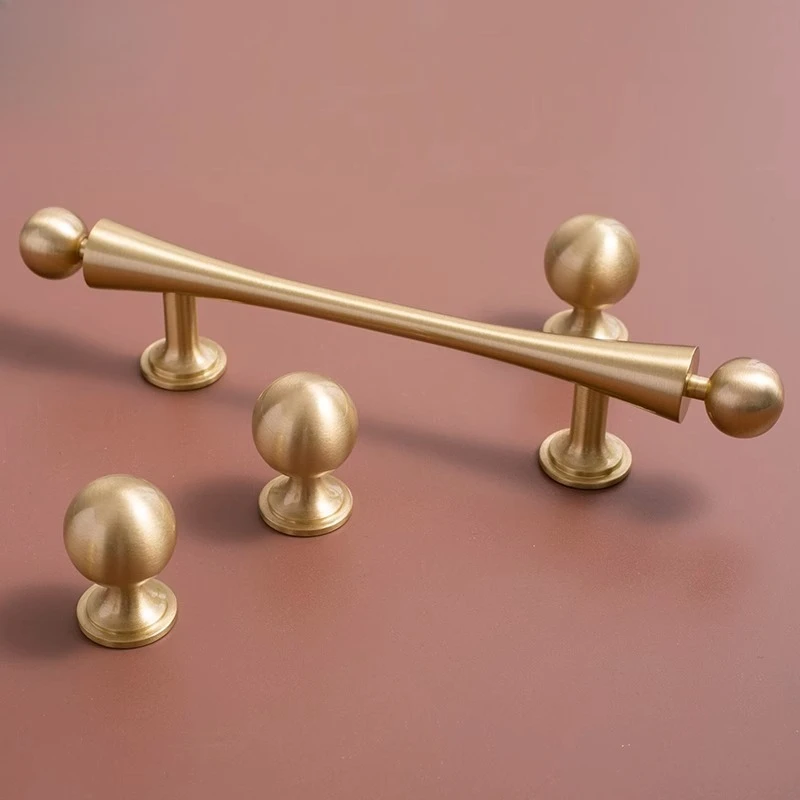 

Gold Brass Cabinet Handles Furniture Bar Hardware Handle Drawer Knobs Wardrobe Ball for Kitchen Door Pulls
