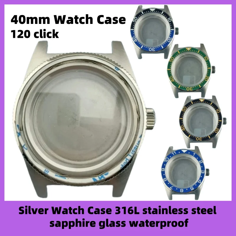 40mm Watch Case 10bar Waterproof NH3 Series 34 35 36 Movement 120 Click 316L Stainless Steel Sapphire Glass Watch Accessories A