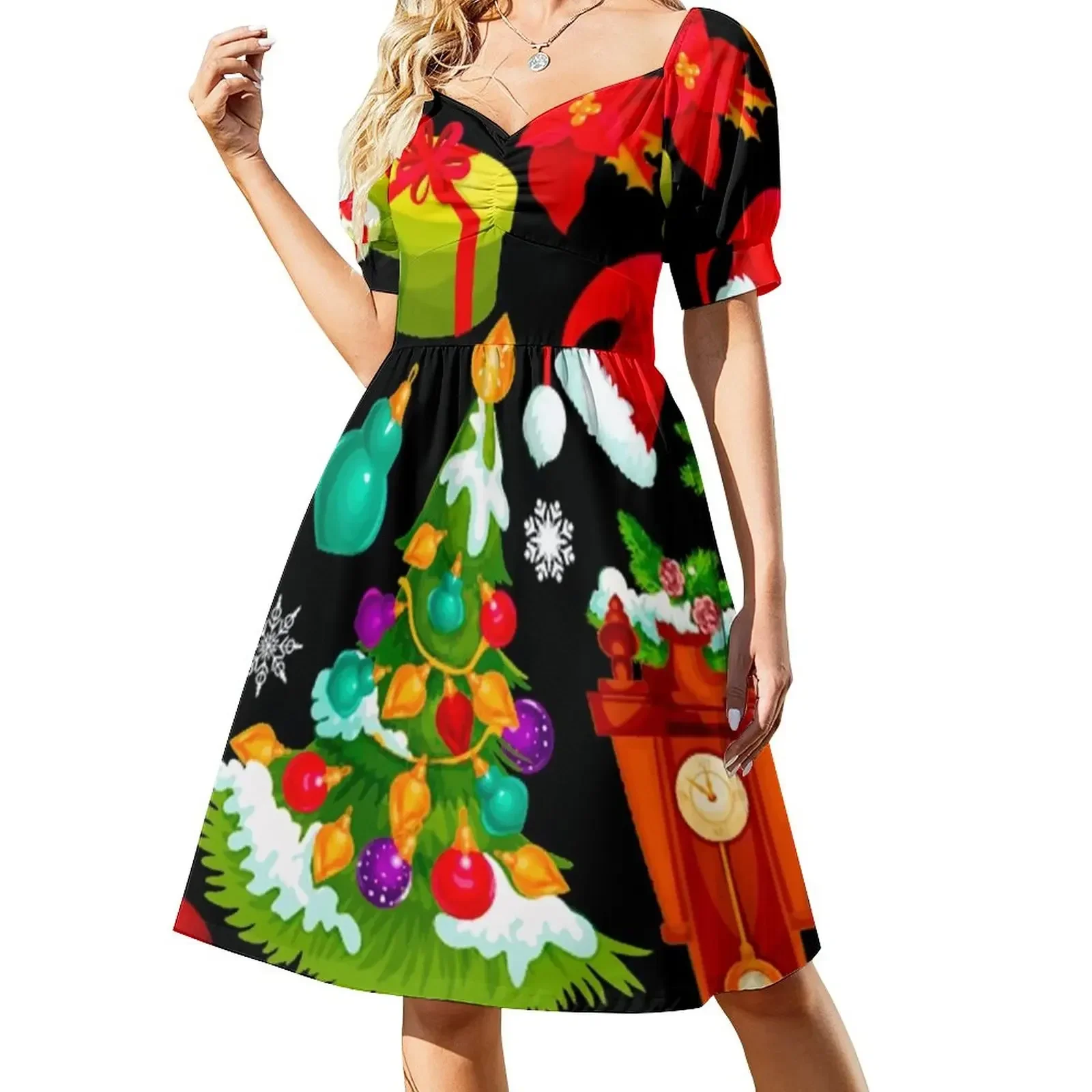 

Christmas Pattern Short-Sleeved Dress dresses for women 2025 luxury designer party dress summer 2025 women Dress