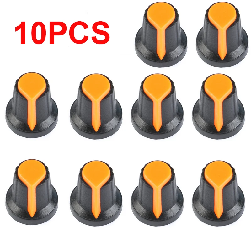 10 個 WH148 ポテンショメータノブキットスイッチプラスチックノブキャップ直径 6 ミリメートルプラムハンドルシャフト穴 AG 15X17mm