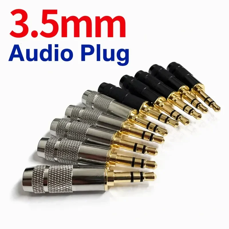 Gold Plated Stereo 3.5mm 3Pole Repair Headphone Jack Plug Cable Audio Headphones Audio Jack Plug Connector Soldering
