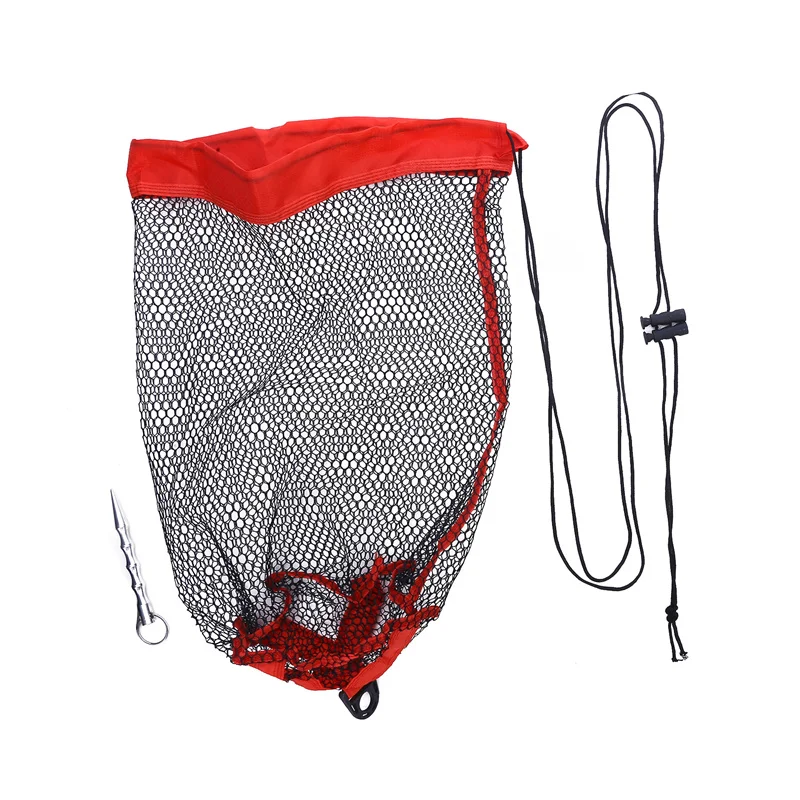Portable Fishing Landing Net with Drawstring Encrypted Mesh Fish Catching Collection Bag Easy Fish Collection Holding Bag