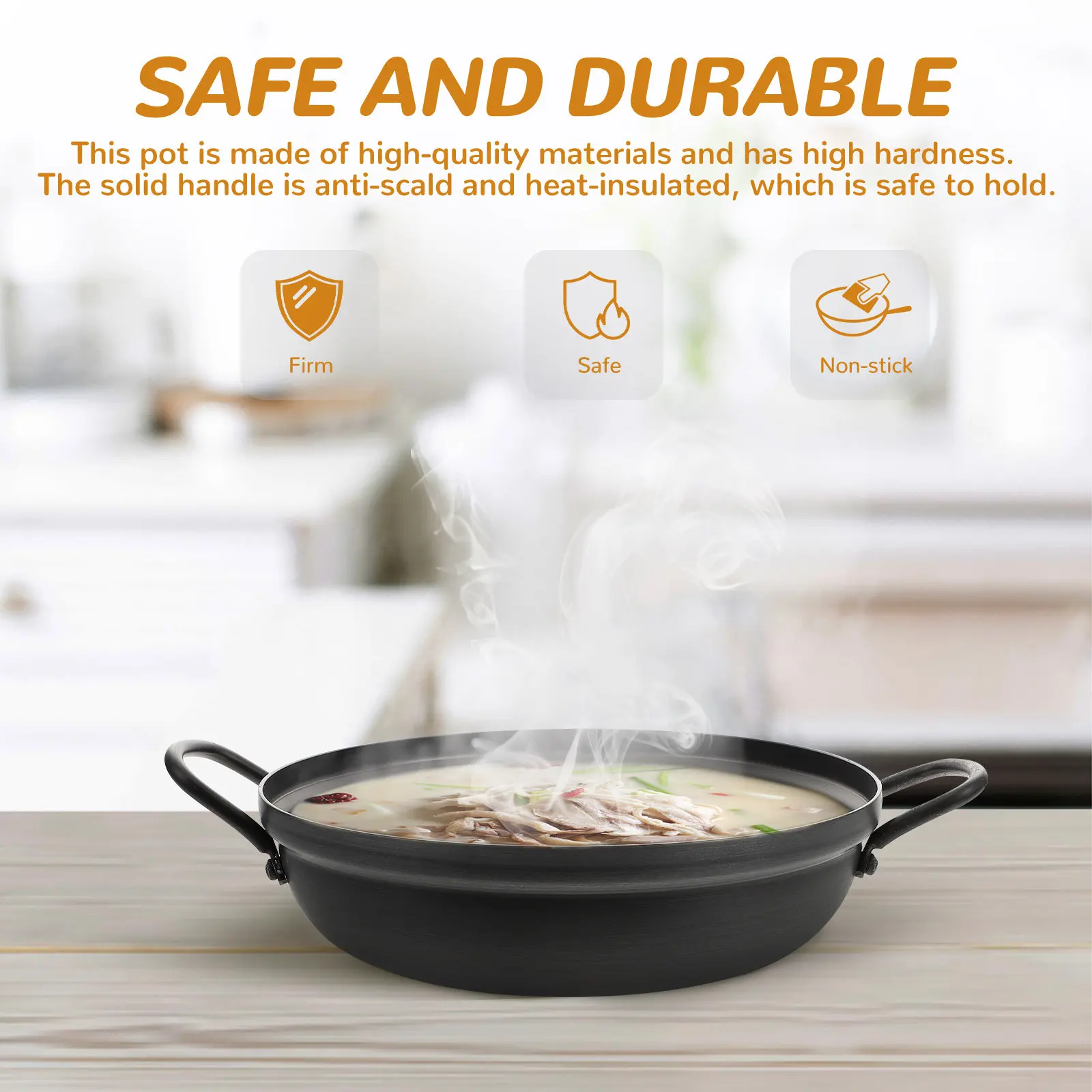 Olla para Mariscos de Acero Inoxidable de Primera Calidad, Estilo Coreano, Olla Pequeña Ideal para Sopa, Fideos Instantáneos, Guisos de Mariscos, Carne y Arroz