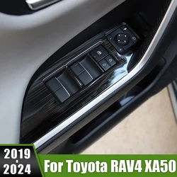 For Toyota RAV4 XA50 2019 2020 2021 2022 2023 2024 RAV 4 Hybrid Stainless Steel Car Window Glass Lift Switch Button Trim Cover