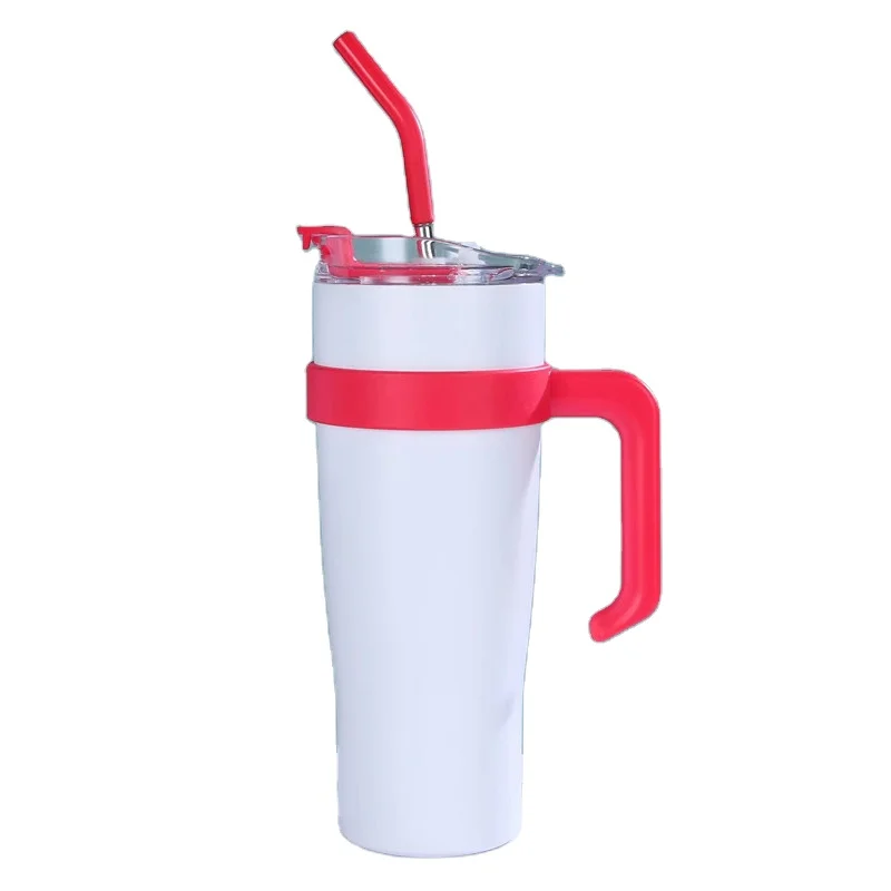 وصول 40 أوقية بهلوان عزل الصوت زجاجة محمولة من الفولاذ المقاوم للصدأ مع غطاء مقبض وأوقية من القش Termo para agua caliente