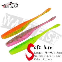 WALK FISH 5PCS Stick Worm Softbait Fishing Lure Add Salt Straight Tail 75mm/95mm/115mm Perfect Plastics Dream Shot Soft